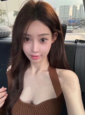 韩国*枫糖巧克力*性感小众单肩斜肩挂脖优雅女人味针织上衣