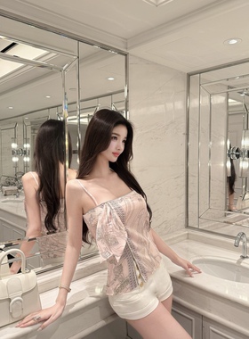 夏夜浮绘100%真丝印花吊带