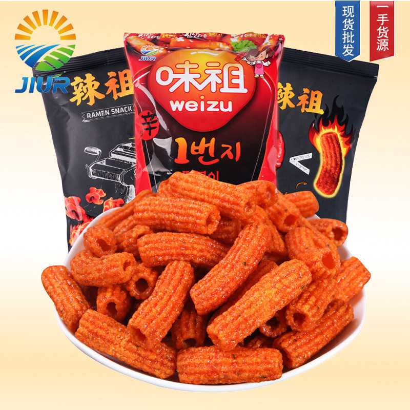 韩国进口九日甜辣炒年糕条100g/袋辣味 祖海苔味糕条膨化零食小吃