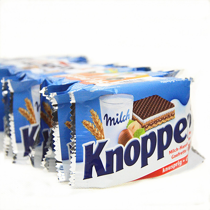 宝宝德国进口饼干 knoppers牛奶榛子巧克力5层威化饼干10包条装礼