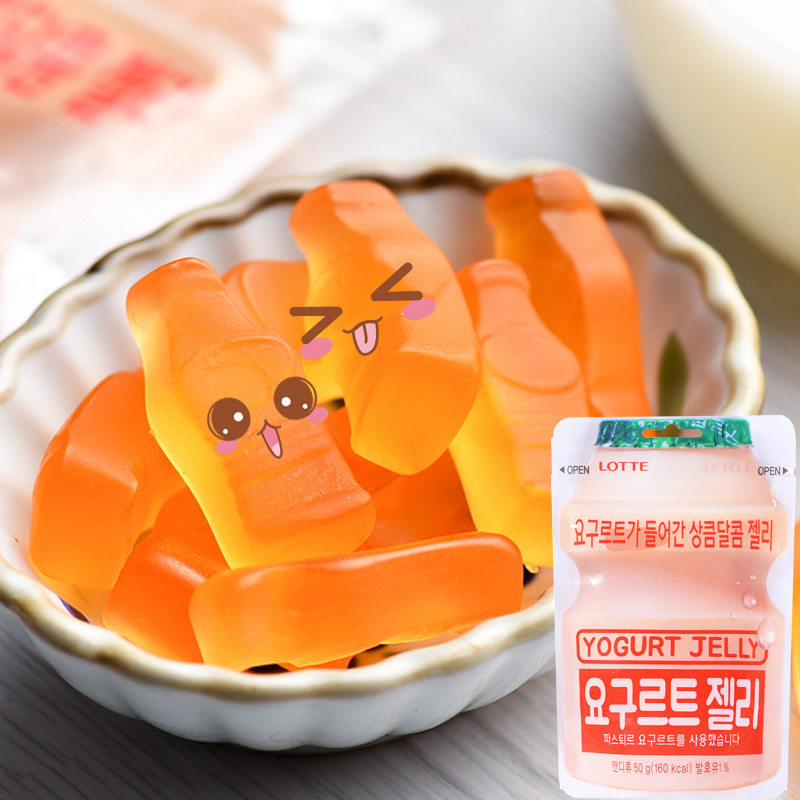 韩国进口乐天酸奶乳酸菌味软糖50g QQ儿童橡皮糖果办公室零食包邮