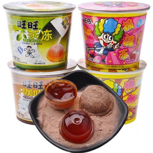 宝宝旺旺摇滚冻茶冻咖啡冻草莓巧克力果冻布丁零食连杯组合装组合