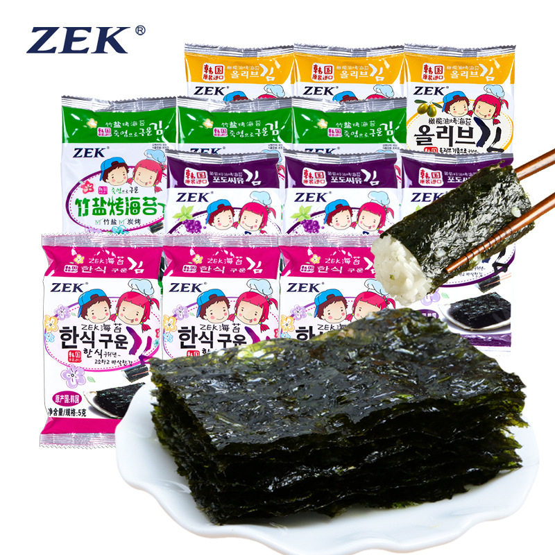 宝宝韩国进口ZEK儿童辅食脆片即食海味休闲食品海苔紫菜 原味5g*3