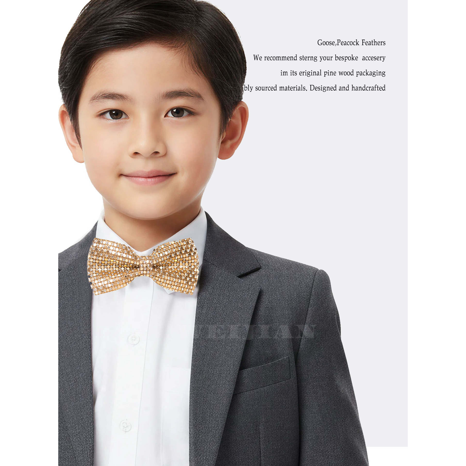 唯简15年老店精品亮片蝴蝶结领结男女演出舞台表演儿童领花多色