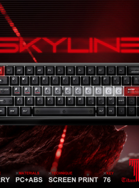 泰坦国度天际线黑色键帽76键PC雾透明透光小蜜蜂Ev63小配列键盘