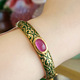 3月新款 粉红色红宝石手镯 进口纯银24K鎏金珐琅彩红宝石手镯