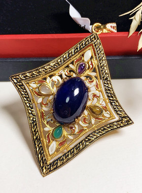 2月新货！纯银鎏24K金蓝宝石吊坠 菱形 白色大款