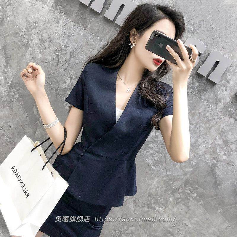 工作服职业气质女装新款通勤简洁收腰修身显瘦西装外套小个子套裙