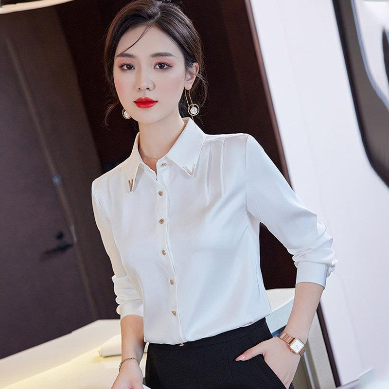白色职业衬衫女春秋2026年新款时尚洋派寸衫高级感雪纺长袖白衬衣