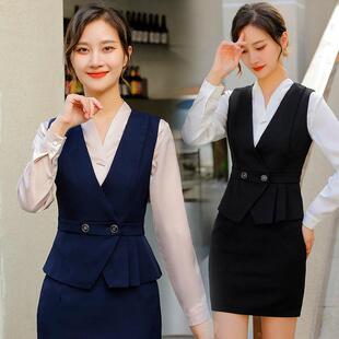 三件套装 职业西装 马甲女士秋冬售楼部珠宝酒店前台工作服马夹衬衫