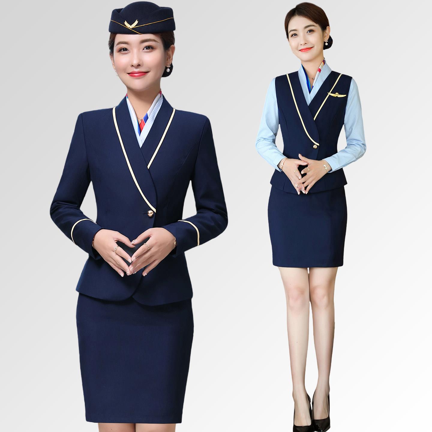 高端职业女西服空姐制服 南航空乘礼仪套装 高铁乘务员夏季工作装