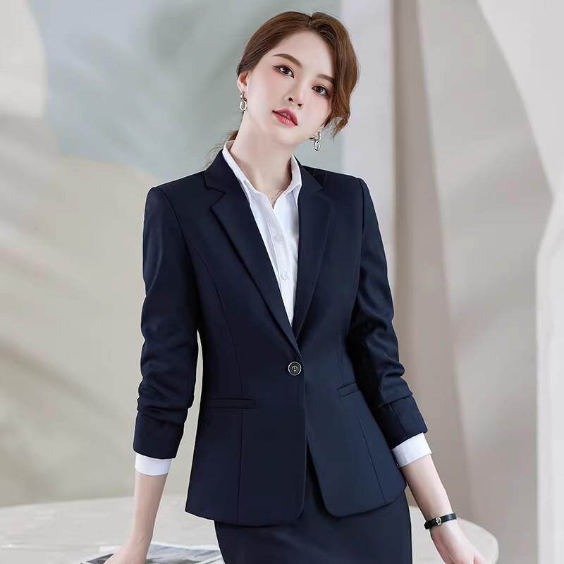 西装套装女春秋大码工作服职业气质公考大学生面试正装西服外套春