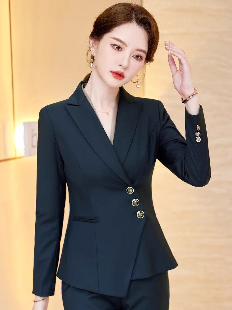高端职业套装女秋冬时尚韩版公务面试正装酒店经理工装西装外套