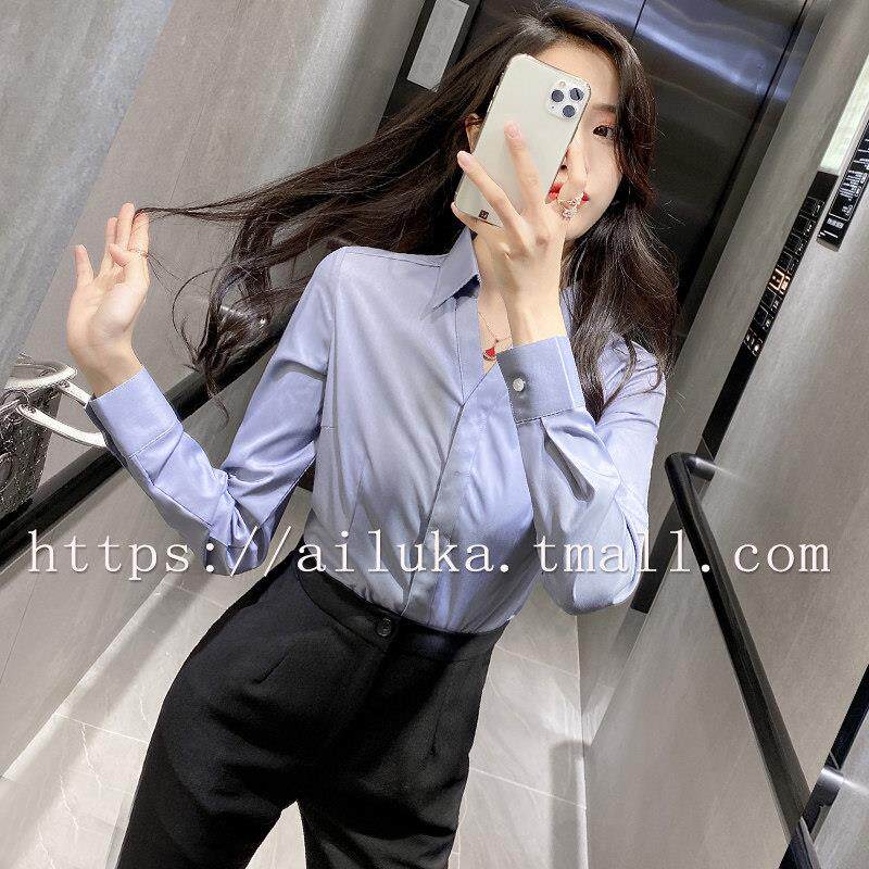 新款工作服女V领修身显瘦气质长袖衬衣白领职业装干练教师套装裤