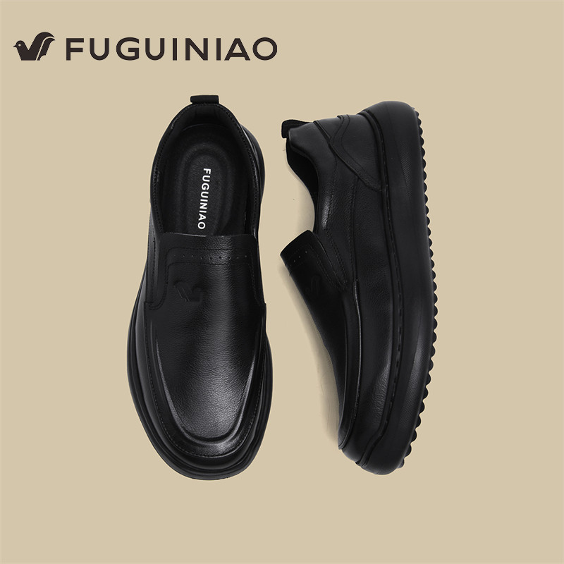 富贵鸟皮鞋男款2025新款冬季厚底中老年爸爸鞋舒适真皮商务休闲鞋