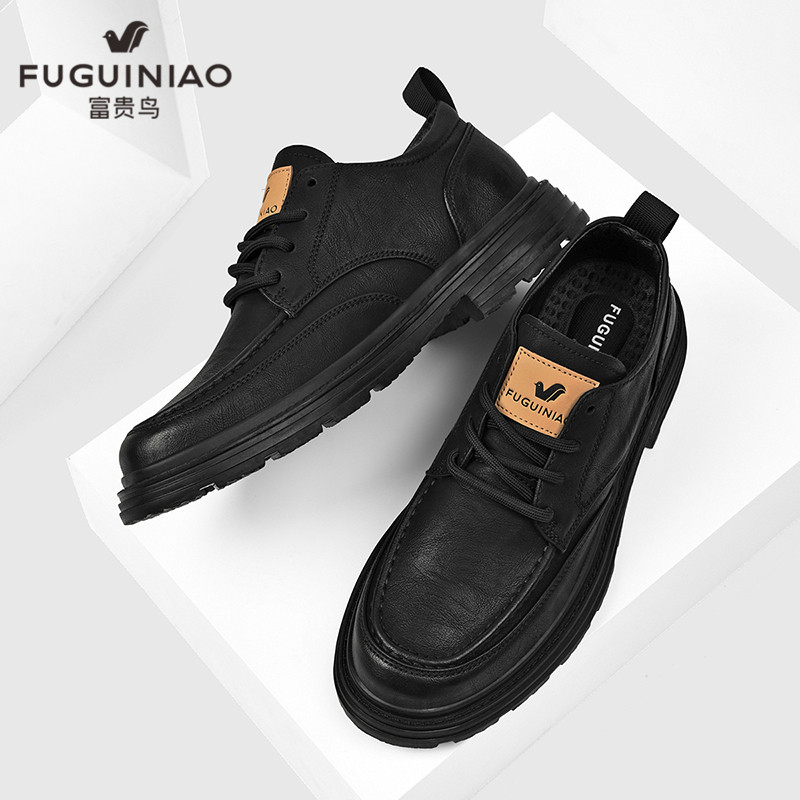 富贵鸟男鞋夏季2024新款大头工装男款休闲皮鞋真皮运动低帮马丁鞋