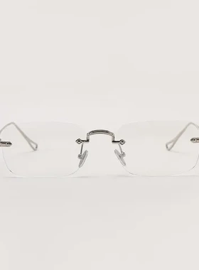 钻石女太阳镜眼镜透明格无边框墨镜男欧美复古迅方形小框9215