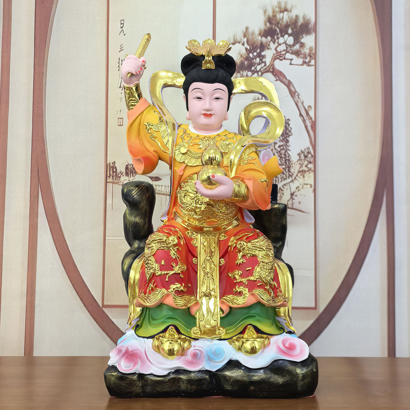 九天玄女神像16寸九天圣母新款九天娘娘居家树脂佛像十二老母