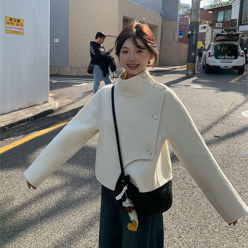 一三良品小个子 不规则设计感羊毛呢子外套气质休闲短款双面呢女,女装/女士精品,毛呢外套,淘宝优惠券,粉丝福利购,淘宝优惠卷