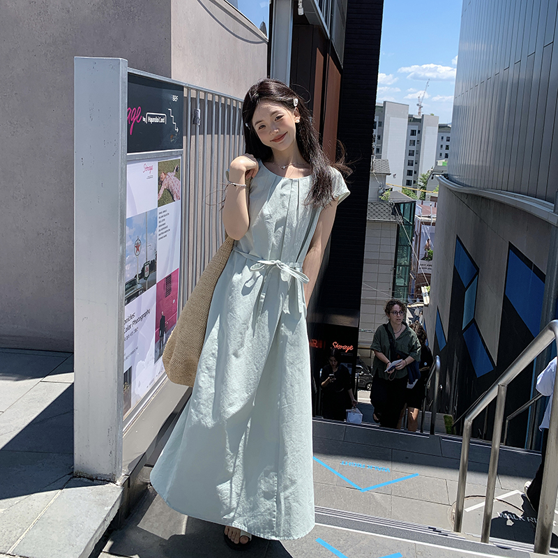 一三良品小个子 法式通勤温柔连衣裙女夏气质甜美收腰初恋长裙子