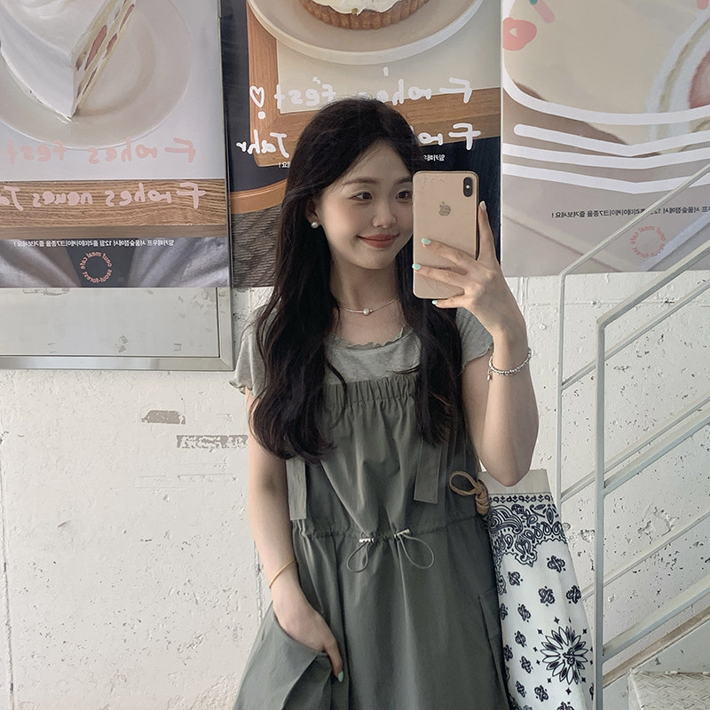 一三良品小个子 休闲日系工装风背带裙长裙连衣裙文艺日式裙子女