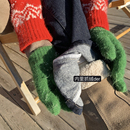 裤 长裤 子抓绒版 牛仔裤 女冬 复古港风阔腿拖地裤 一三良品小个子爆款