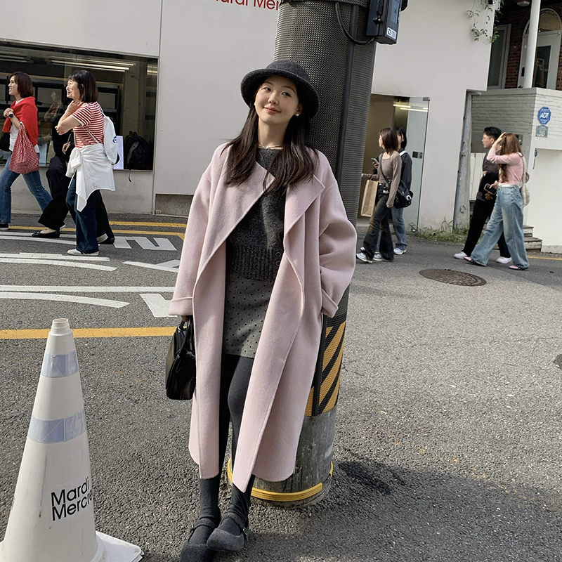 小个子温柔毛呢大衣双面呢外套女