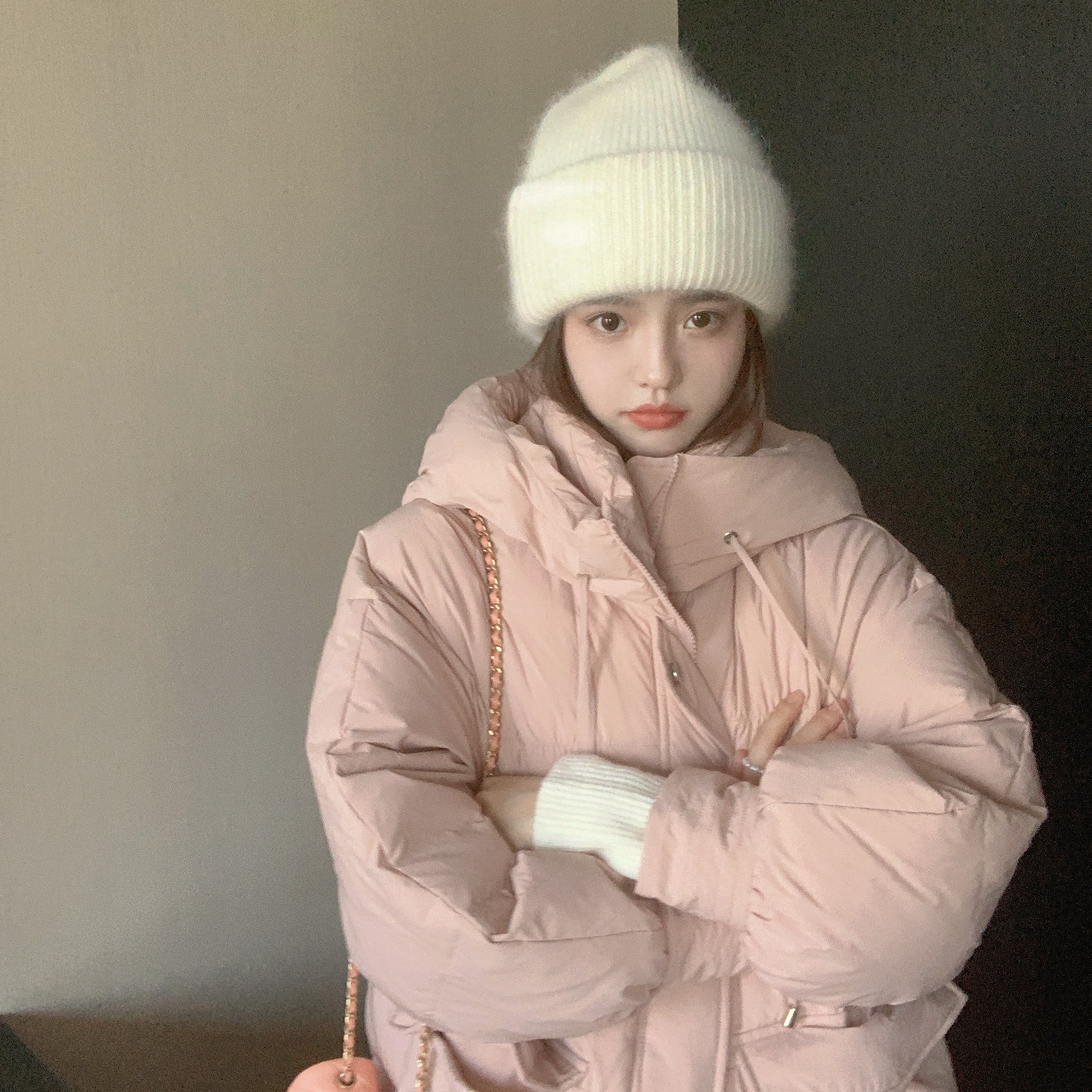13良品小个子 白鸭绒连帽羽绒服女中长款加厚保暖外套女2023冬季