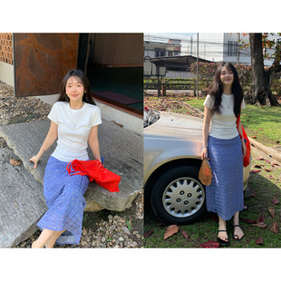 t恤上衣女春夏 修身 一三良品小个子弹力正肩小tee圆领套头韩版 短袖