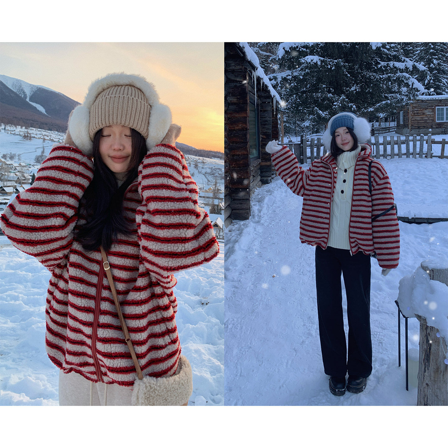 一三良品小个子 复古摇粒绒费尔岛卫衣外套女慵懒羊羔毛保暖上衣