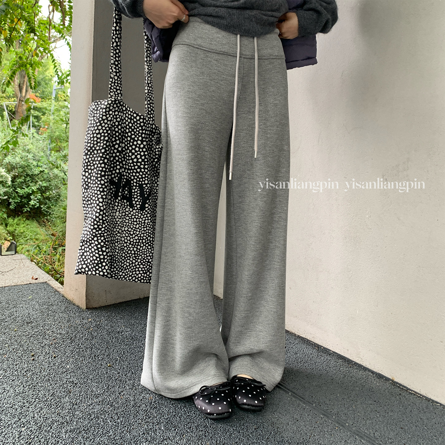 一三良品小个子 lulu系 加厚卫裤女秋季垂感直筒休闲裤阔腿裤子女