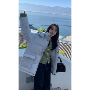 一三良品小个子 韩系百搭加厚保暖宽松连帽羽绒服女冬季厚外套