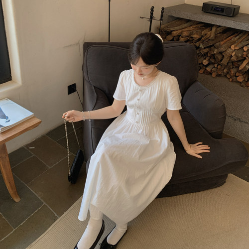 小个子法式白色连衣裙长裙子女夏