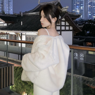 富贵花～冬季 小个子仿水貂毛环保皮草复古时髦毛绒绒短外套女 新款