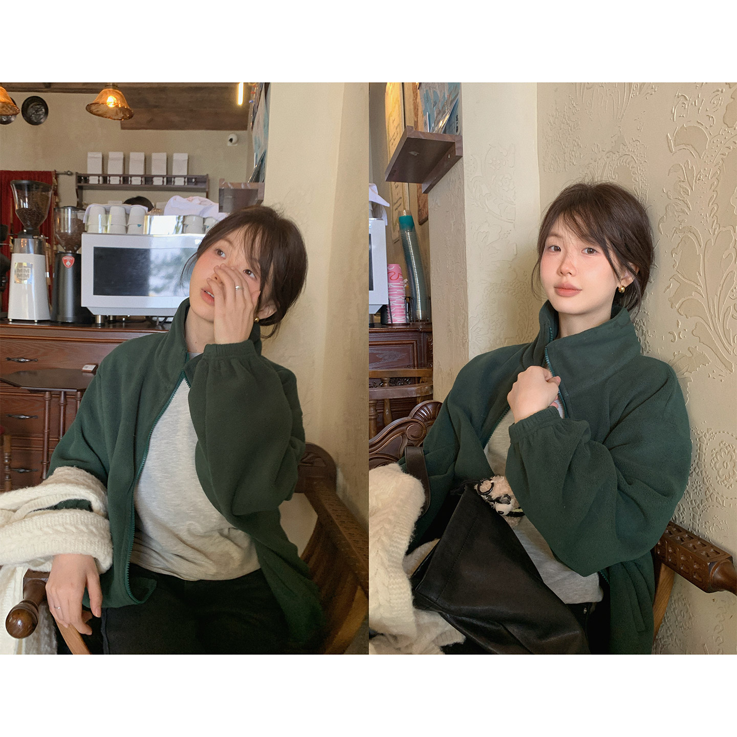 保暖立领宽松休闲摇粒绒外套夹克