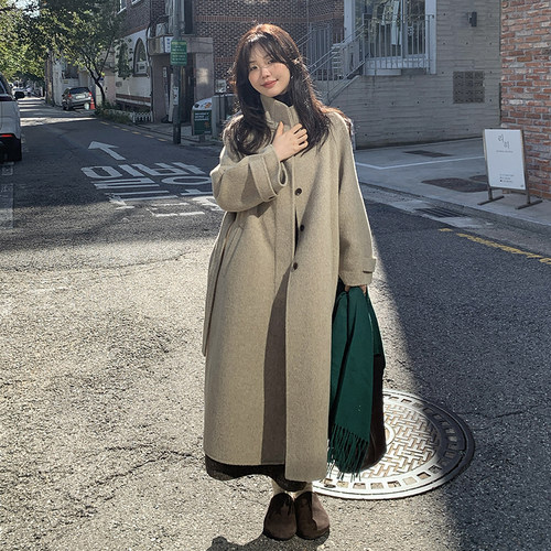 气质通勤双面呢子羊毛立领大衣女