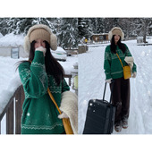 短款 一三良品小个子 复古韩系圆领套头提花费尔岛毛衣女冬针织衫