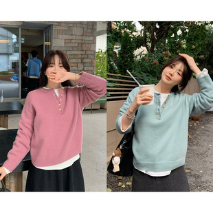 一三良品小个子 颜色太美噜～韩女百搭羊毛衣女圆领套头针织上衣
