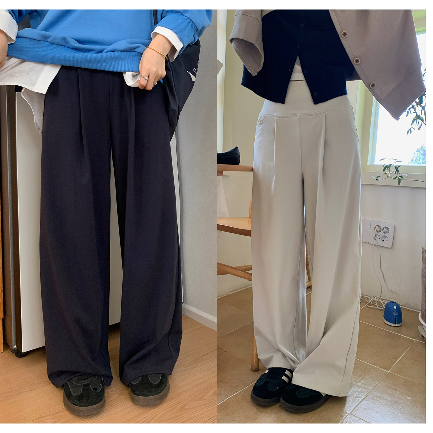 高腰裸感运动卫裤休闲裤直筒裤女