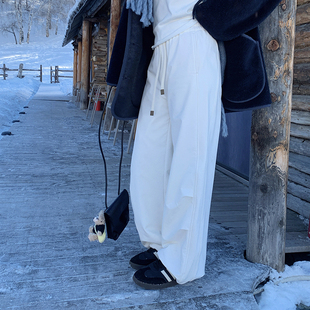 松紧腰加厚加绒休闲运动裤 女冬长裤 卫裤 裤 工装 一三良品小个子