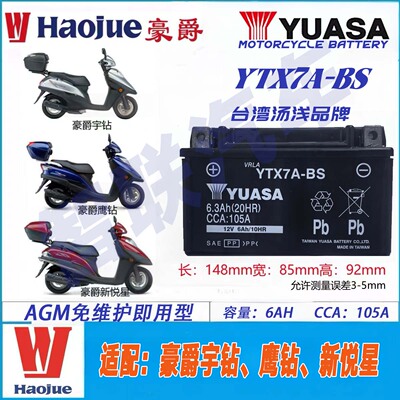 适用豪爵宇钻 鹰钻 新悦星 12V踏板通用摩托车原厂电瓶蓄电池池
