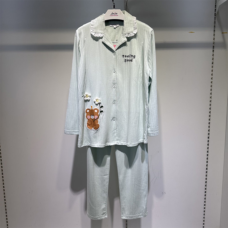 감금복 봄 여름 가을 순면 임산부 잠옷 산후 수유복 긴팔 78개월 수유복 가정복 세트