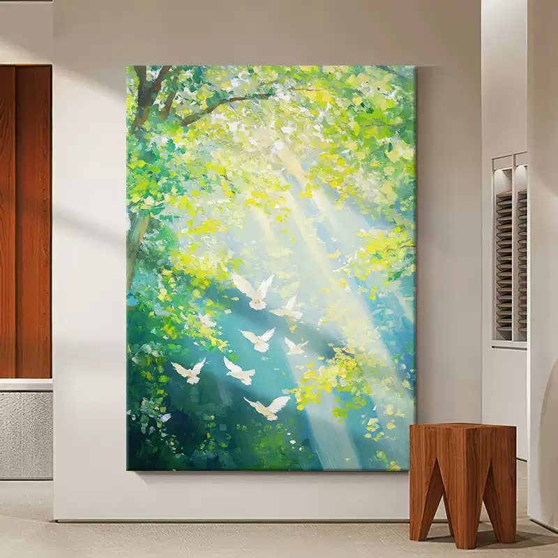 新中式风植物花卉油画客厅装饰画有框植物画芯50*70CM