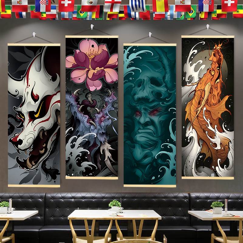鬼灭之刃纹身店浮世绘和风个性玄关墙画海报日式ktv酒吧装饰挂画图片