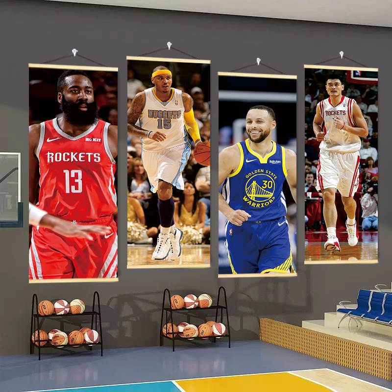 乔丹科比库里哈登詹姆斯nba明星海报壁画贴纸篮球馆墙面装饰挂画