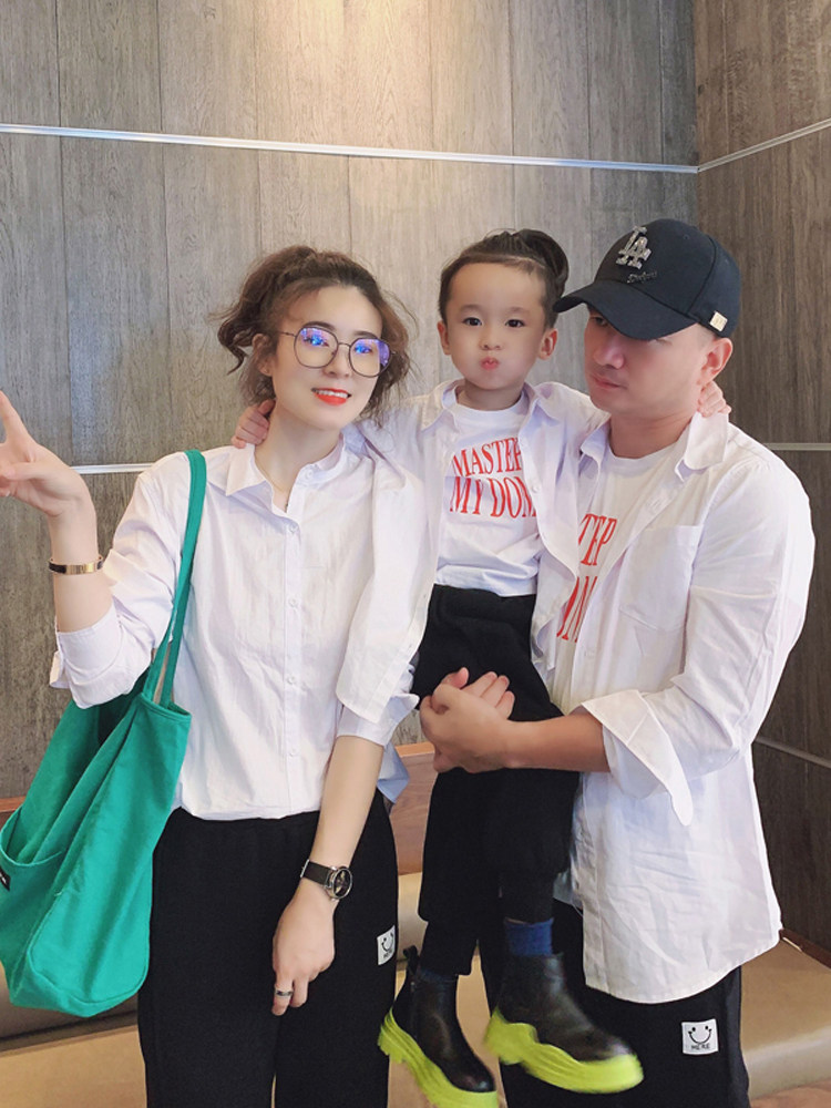 부모-자식 착용 긴팔 셔츠 한국 스타일의 새로운 어머니-자식 품질 봄 가을 재킷 소년과 소녀 유행 면화상의