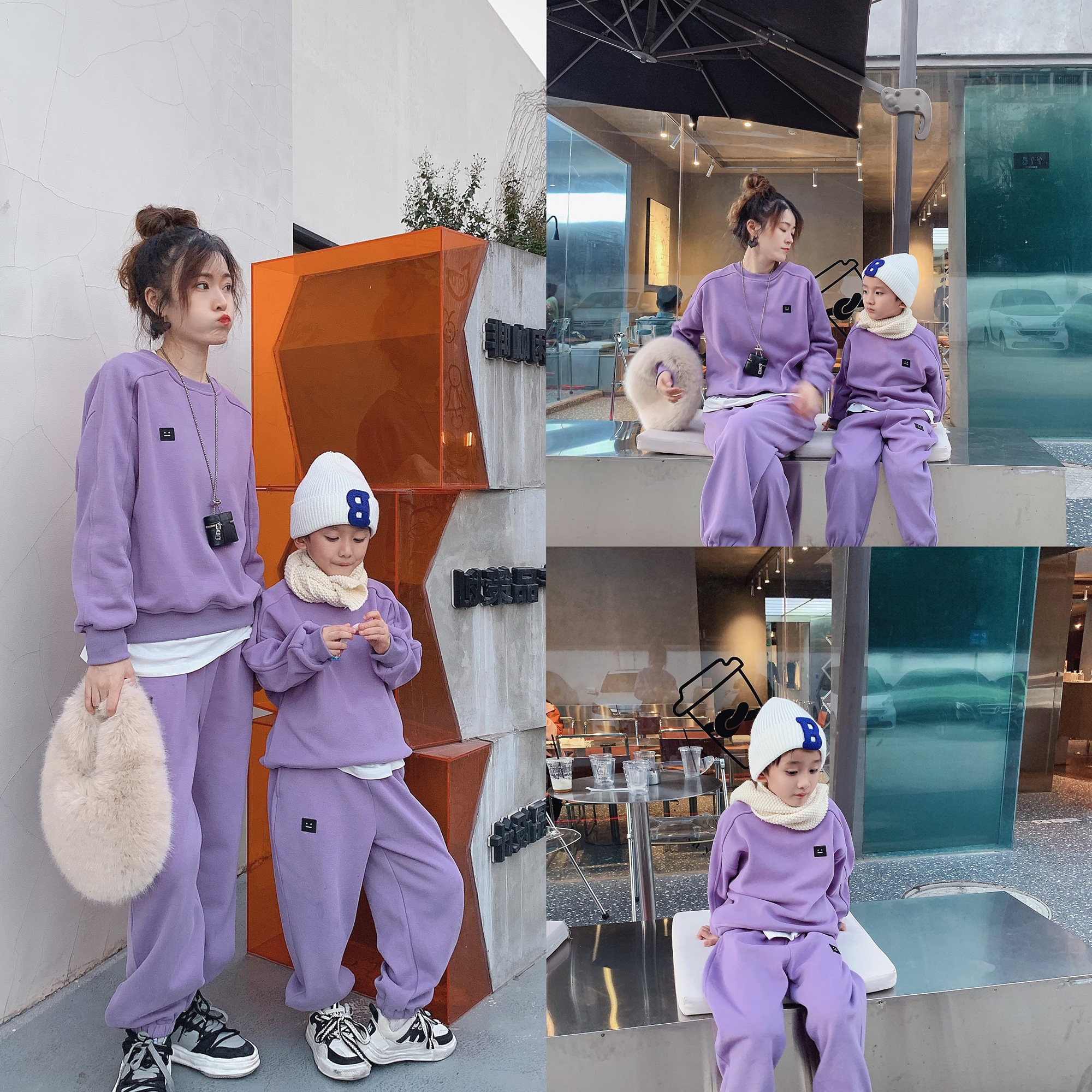 2026春秋款时尚简约风格亲子装母子运动卫衣两件套母女装个性套装