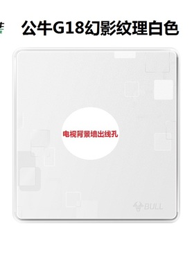公牛电视背景墙HDMI出线孔遮洞盖板暗装G18幻影白色圆孔穿线面板