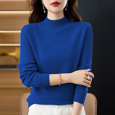 大码半高领打底衫秋冬新款内搭针织衫上衣纯色高级感毛衣女可外穿