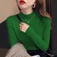大码 洋气毛衣中领上衣 内搭春秋冬别致绿色打底衫 半高领针织衫 女装